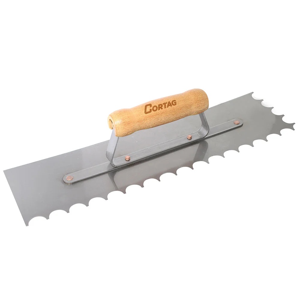 DESEMPENADEIRA DE AÇO DENTADA 100X038MM COM CABO DE MADEIRA CORTAG
