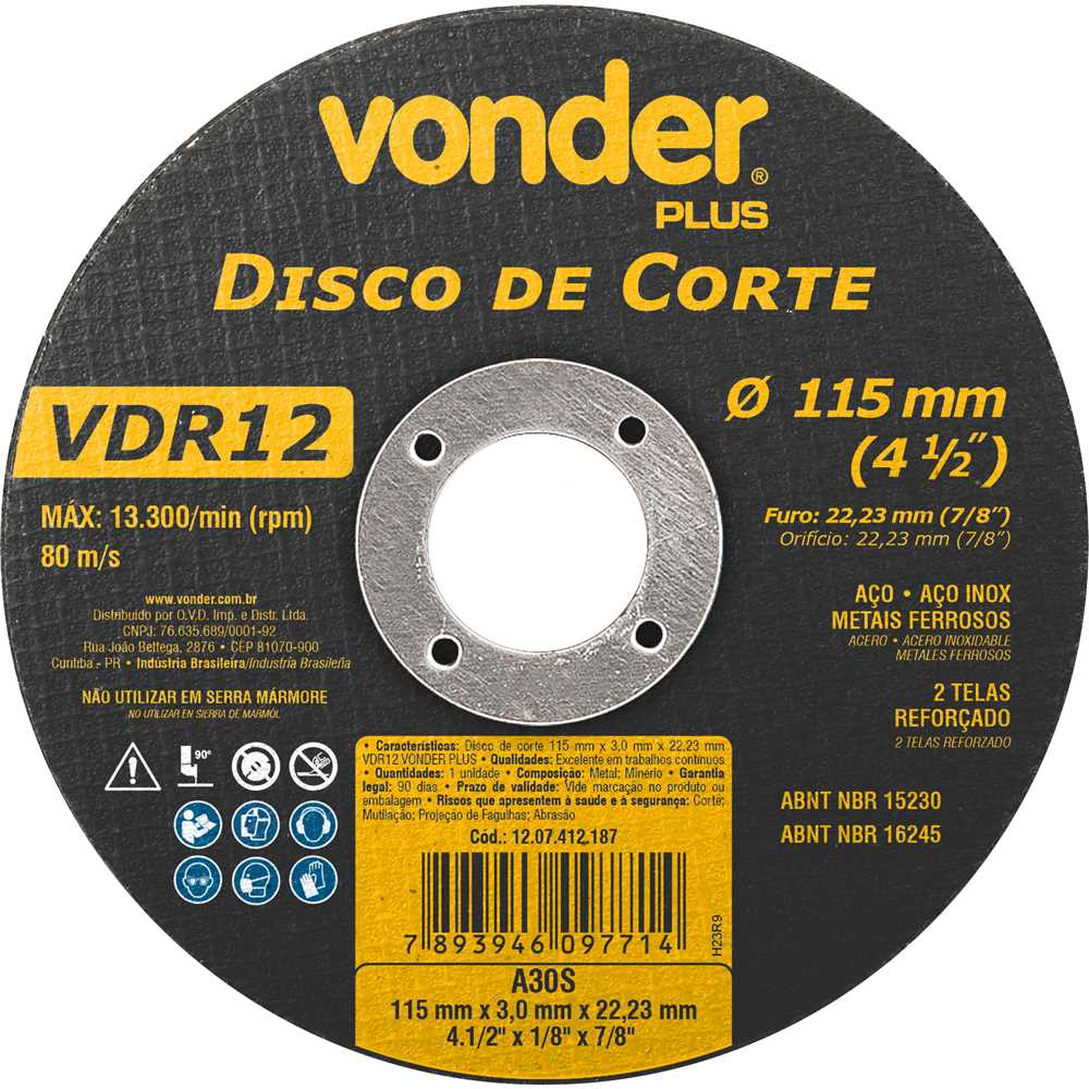 DISCO DE CORTE 100X3,2MM 4X1/8
