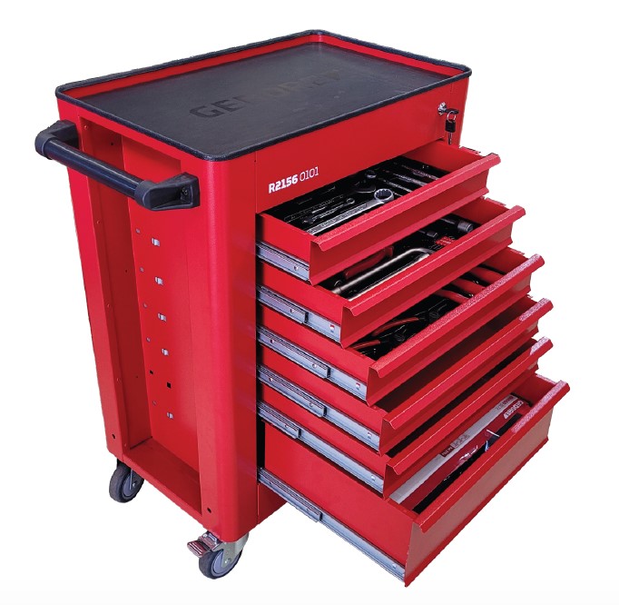 CARRO COM FERRAMENTAS FECHADO COM 6 GAVETAS VERM 220PC GEDORE RED
