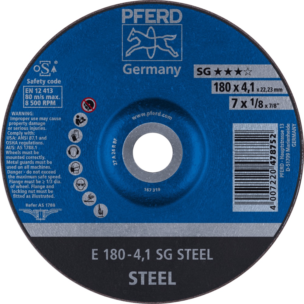 DISCO DE DESBASTE 180X4,8MM 7X3/16