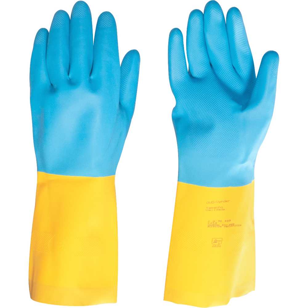 LUVA DE LATEX E NEOPRENE AMARELA E AZUL TAMANHO G CA36449 VONDER