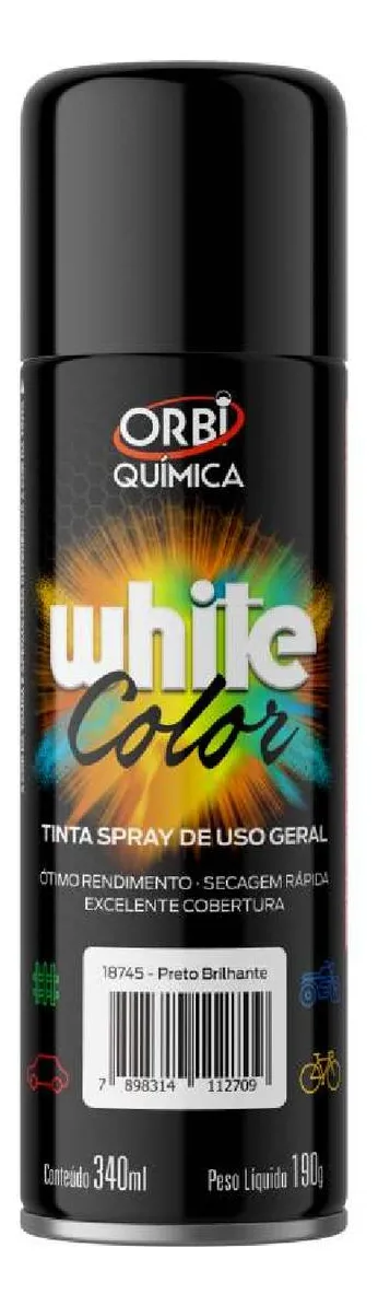 TINTA SPRAY PRETO BRILHANTE 340ML ORBISPRAY