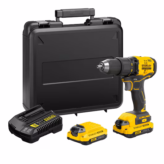 PARAFUSADEIRA E FURADEIRA A BATERIA 20V SBD710C2K COM 2 BATERIAS CARREGAVEIS STANLEY