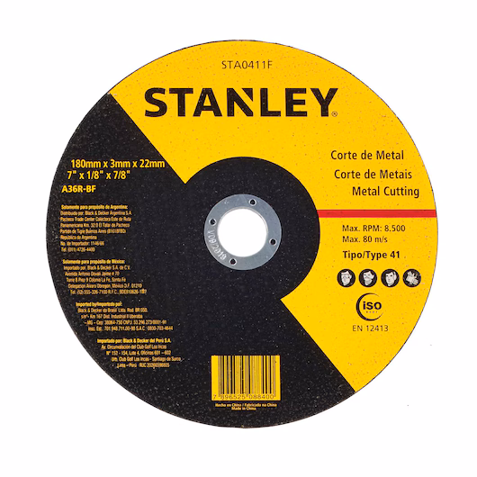 DISCO DE CORTE 180X3,0MM 7X1/8 STA0411F STANLEY