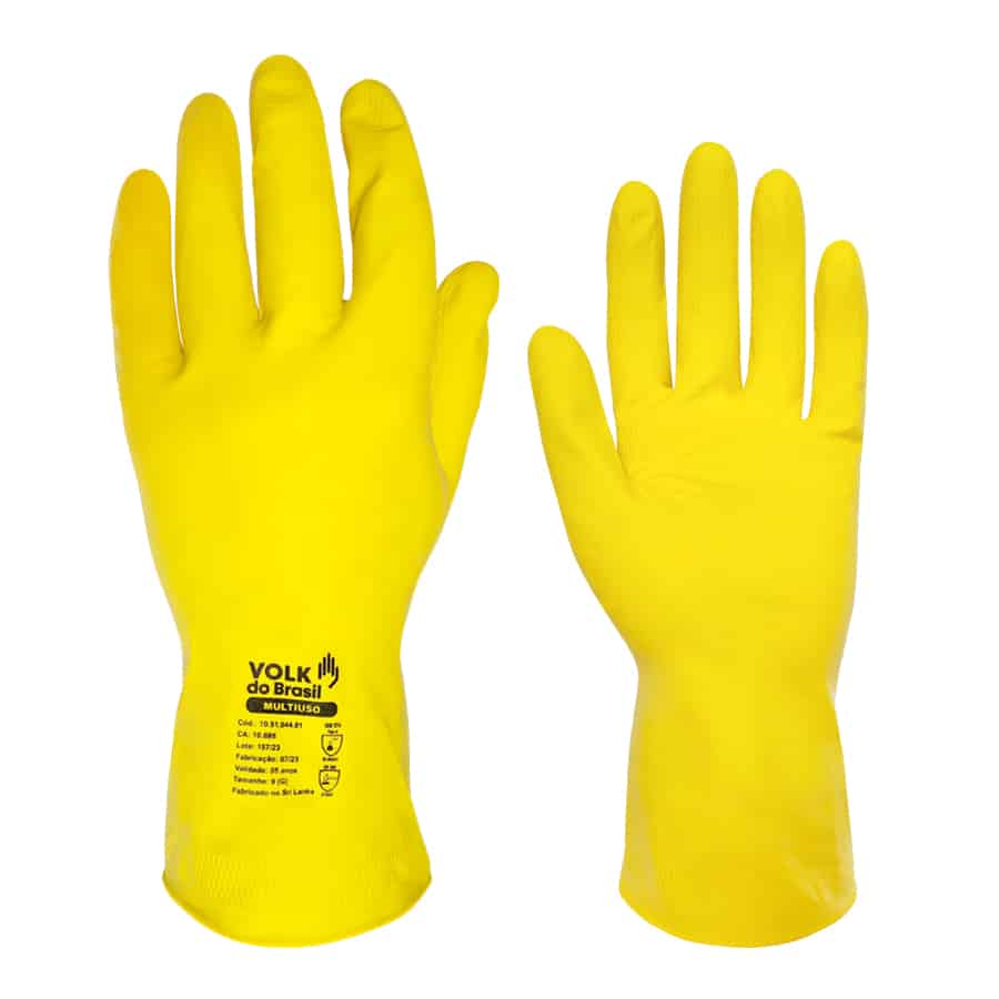 LUVA LATEX FORRADA MULTIUSO SLIM AMARELA TAMANHO G CA38310 VOLK