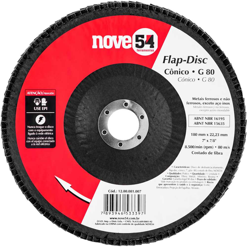 DISCO FLAP 180MM GRAO 080 NOVE54