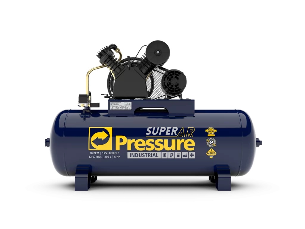 COMPRESSOR DE AR 5,0HP 20,0PES 200L SUPER AR TRIF PRESSURE