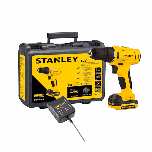PARAFUSADEIRA E FURADEIRA DE IMPACTO A BATERIA 12V SCH121S1K COM 1 BATERIA CARREGAVEL STANLEY