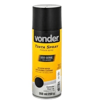 TINTA SPRAY PRETO FOSCO 350ML VONDER