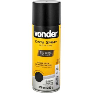 TINTA SPRAY PRETO BRILHANTE 200ML VONDER