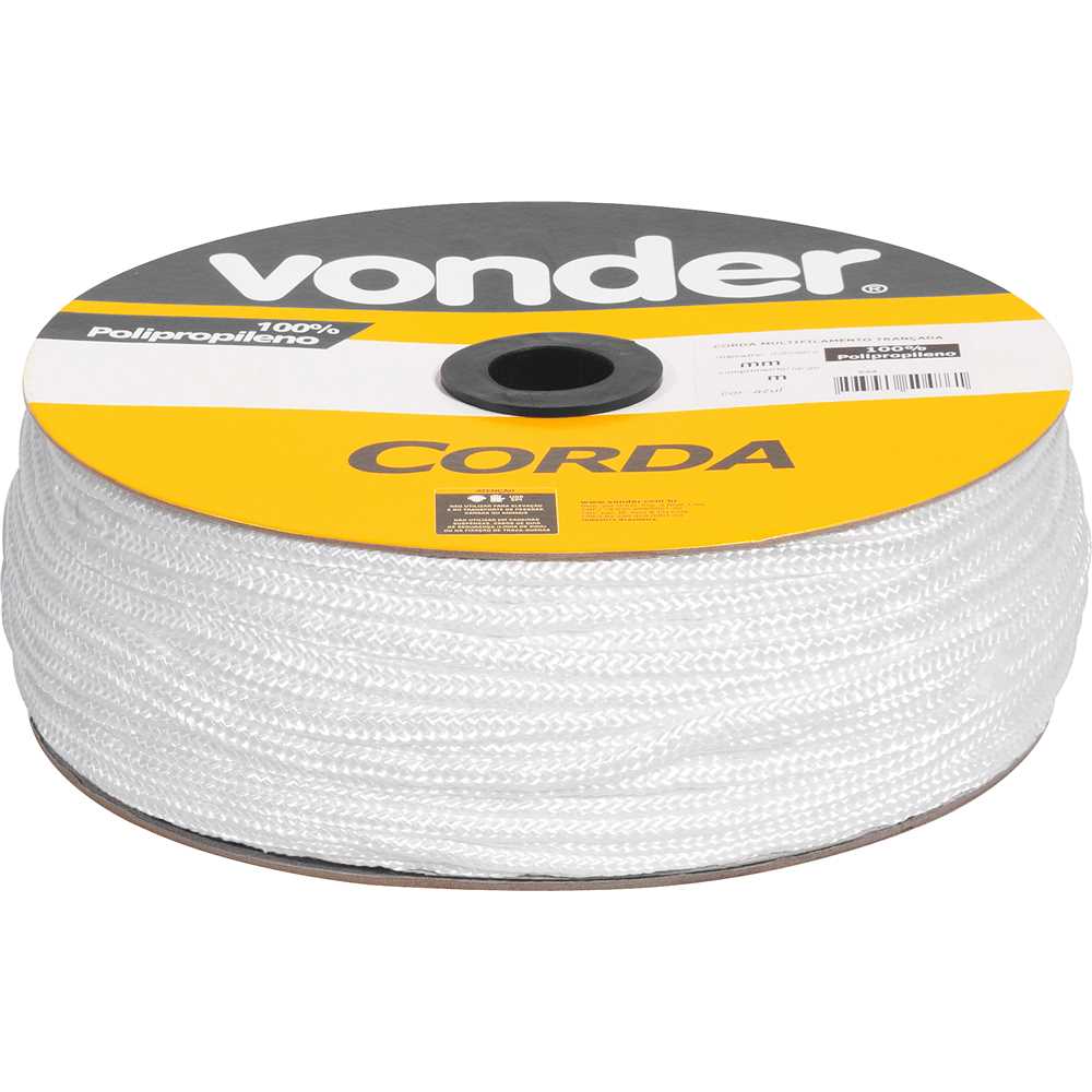 CORDA MULTIFILAMENTO TRANÇADA 6MM ROLO COM 165M BRANCA VONDER