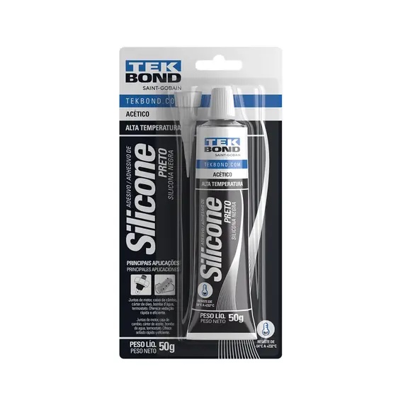 SILICONE ALTA TEMPERATURA 50G PRETO TEKBOND