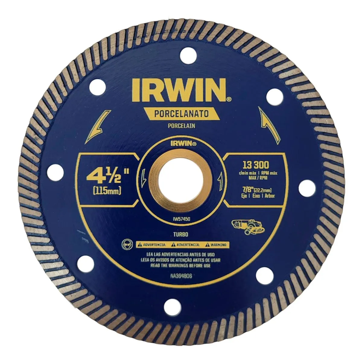 DISCO DIAMANTADO 115X20MM TURBO PORCELANATO IRWIN