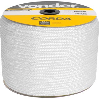 CORDA MULTIFILAMENTO TRANÇADA 10MM ROLO COM 190M BRANCA VONDER