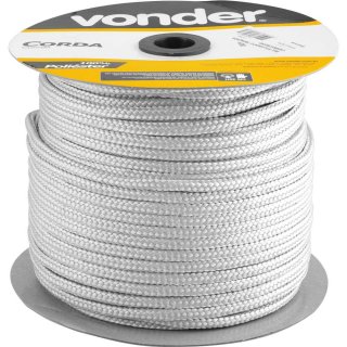 CORDA MULTIFILAMENTO TRANÇADA 10MM ROLO COM 147M BRANCA VONDER