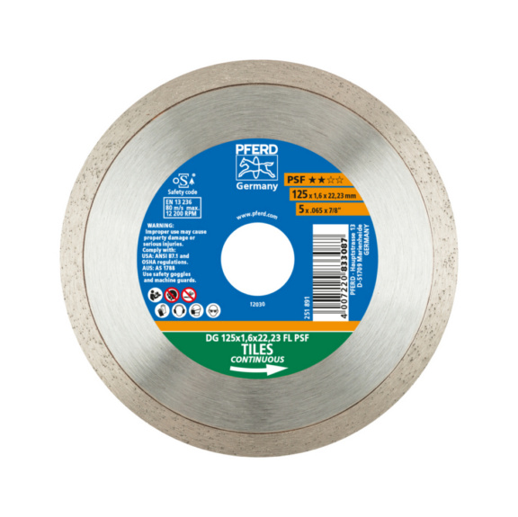 DISCO DIAMANTADO 125X22MM CONTINUO DG FL PSF PFERD