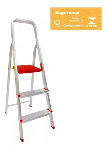 ESCADA DE ALUMINIO 3 DEGRAUS BOTAFOGO