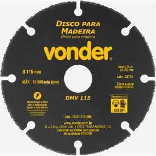 DISCO DIAMANTADO PARA MADEIRA 115X22MM VONDER