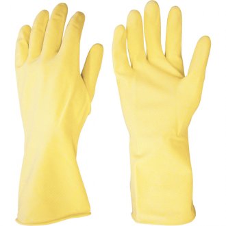LUVA DE LATEX AMARELA ANTIDERRAPANTE FORRADA TAMANHO M NOVE54