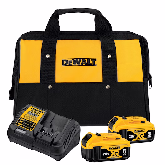 KIT 2 BATERIAS 20V 5AH COM CARREGADOR DCB205C2K BOLSA DEWALT