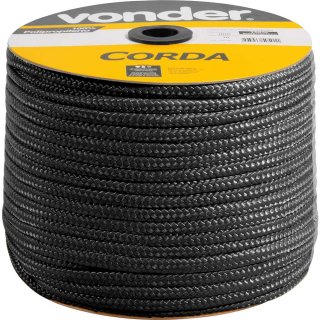 CORDA MULTIFILAMENTO TRANÇADA 10MM ROLO COM 190M PRETA VONDER