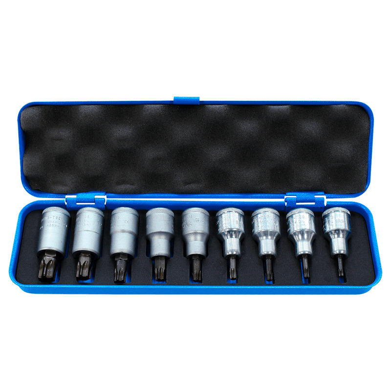 JOGO SOQUETE TORX COM 9 PEÇAS 1/2