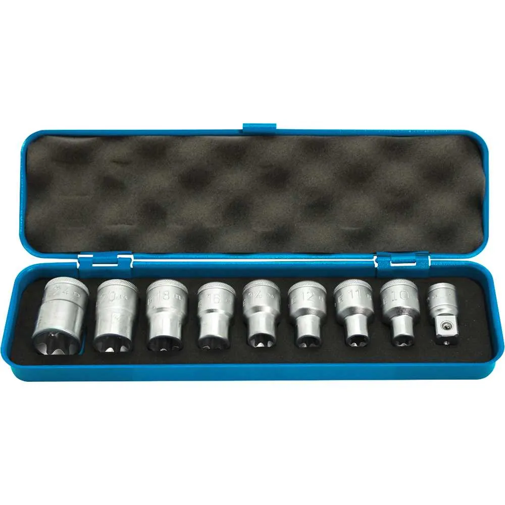 JOGO SOQUETE TORX COM 9 PEÇAS 1/2