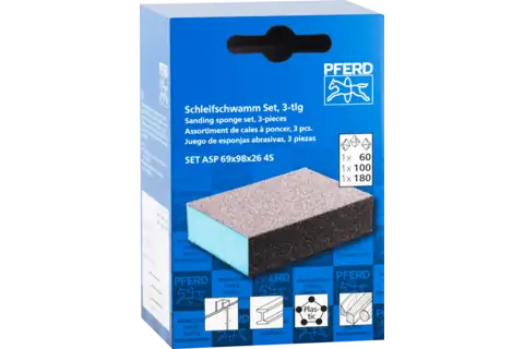 ESPONJA ABRASIVA TACO JG COM 3 PEÇAS GRÃO 60/100/180 69X98X26 PFERD