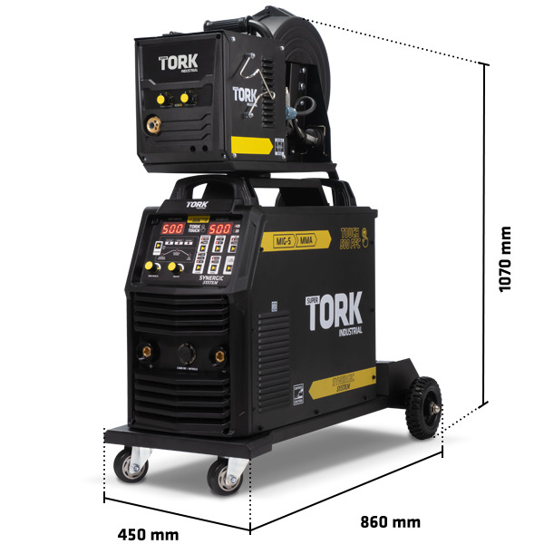 MÁQUINA PARA SOLDA INVERSORA MIG/ELETRO 500 AMPERES TOUCH 500 PFC 220/380V TRIFÁSICO TORK