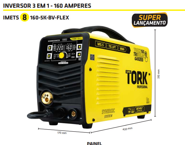 MAQUINA P/SOLDA INV MIG/ELET/TIG 160A KAB 160BV FLEX TORK