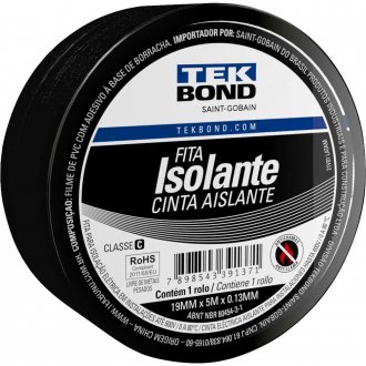 FITA ISOLANTE 19,0 MM X 5 M PRETA TEKBOND