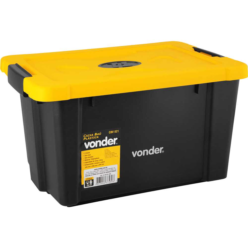 CAIXA PLÁSTICA PARA FERRAMENTAS BAÚ CBV021 6105021000 VONDER