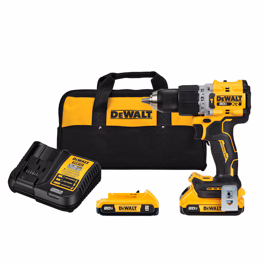 PARAFUSADEIRA E FURADEIRA DE IMPACTO A BATERIA COMPACTA 20V DCD805D2 COM 2 BATERIAS CARREGADOR E BOLSA DEWALT