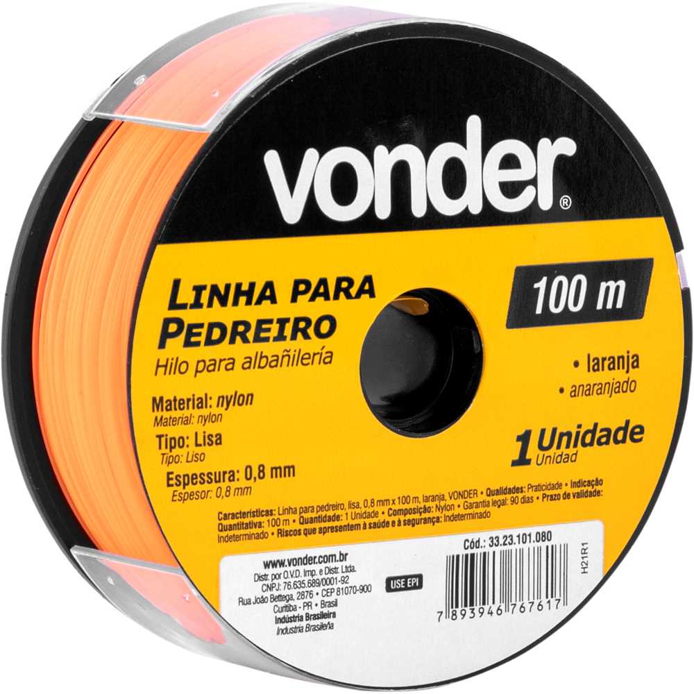 LINHA DE PEDREIRO LISA 100M 0,8MM VONDER