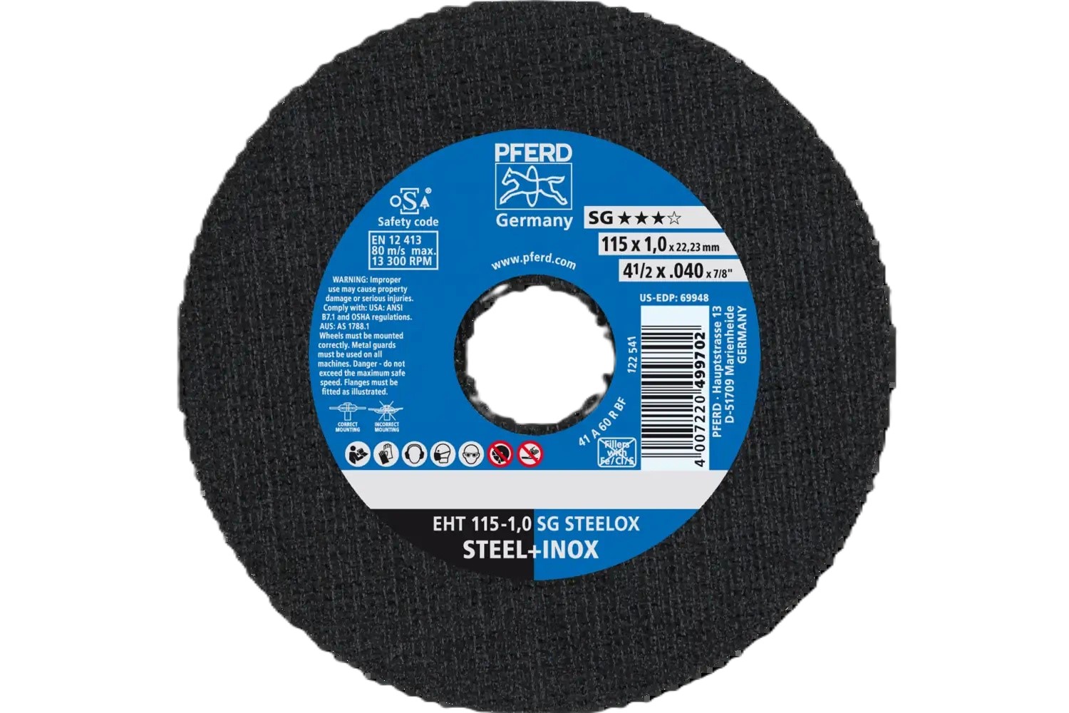 DISCO DE CORTE 115X1,0MM 4.1/2X1/32