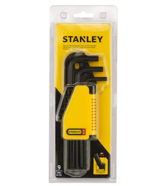 JOGO DE CHAVE ALLEN ABAULADA LONGA SUPORTE 1,5-10MM COM 9 PEÇAS 69-256 STANLEY