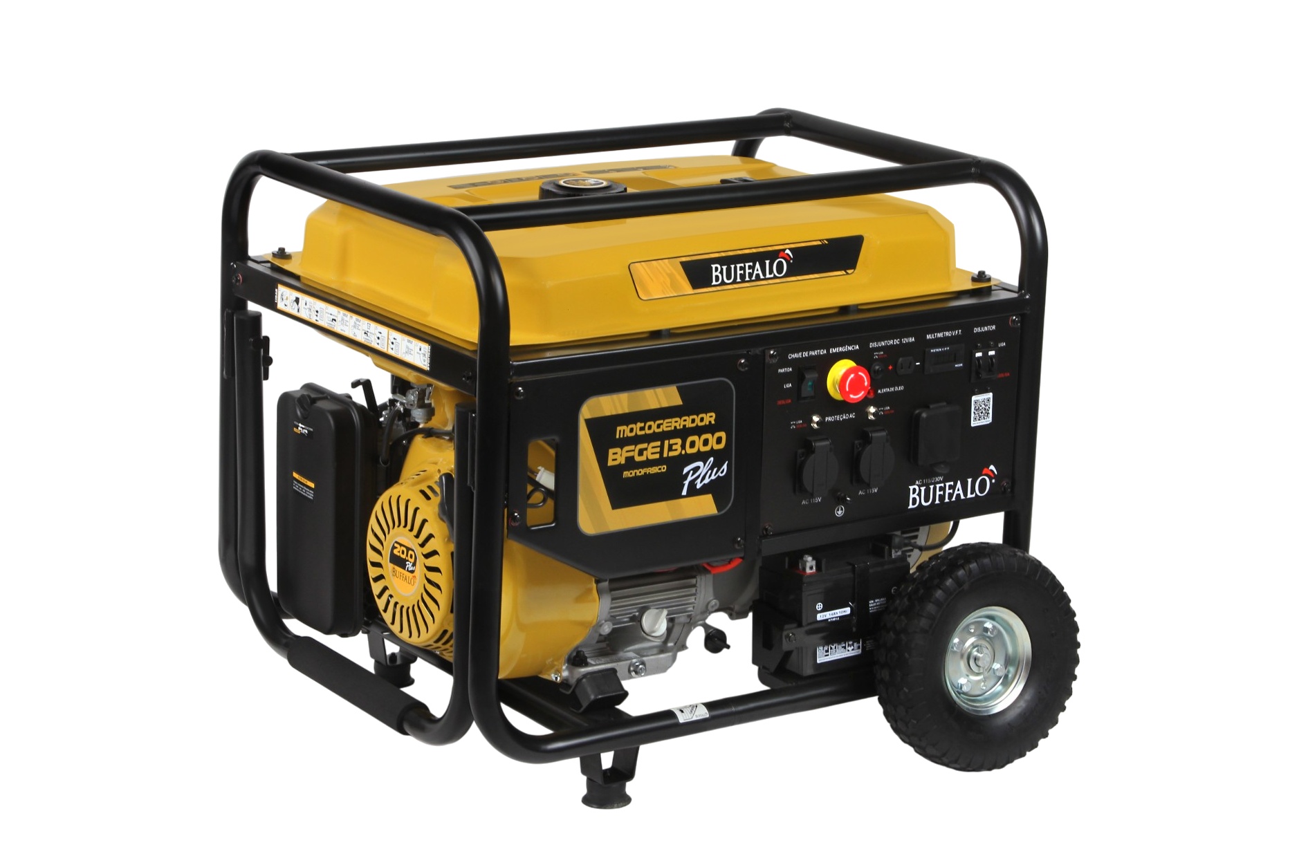 GERADOR A GASOLINA 4 TEMPOS  MONOFÁSICO 13,0 KVA BFGE 13.000 PLUS COM RODAS 127/220V BUFFALO