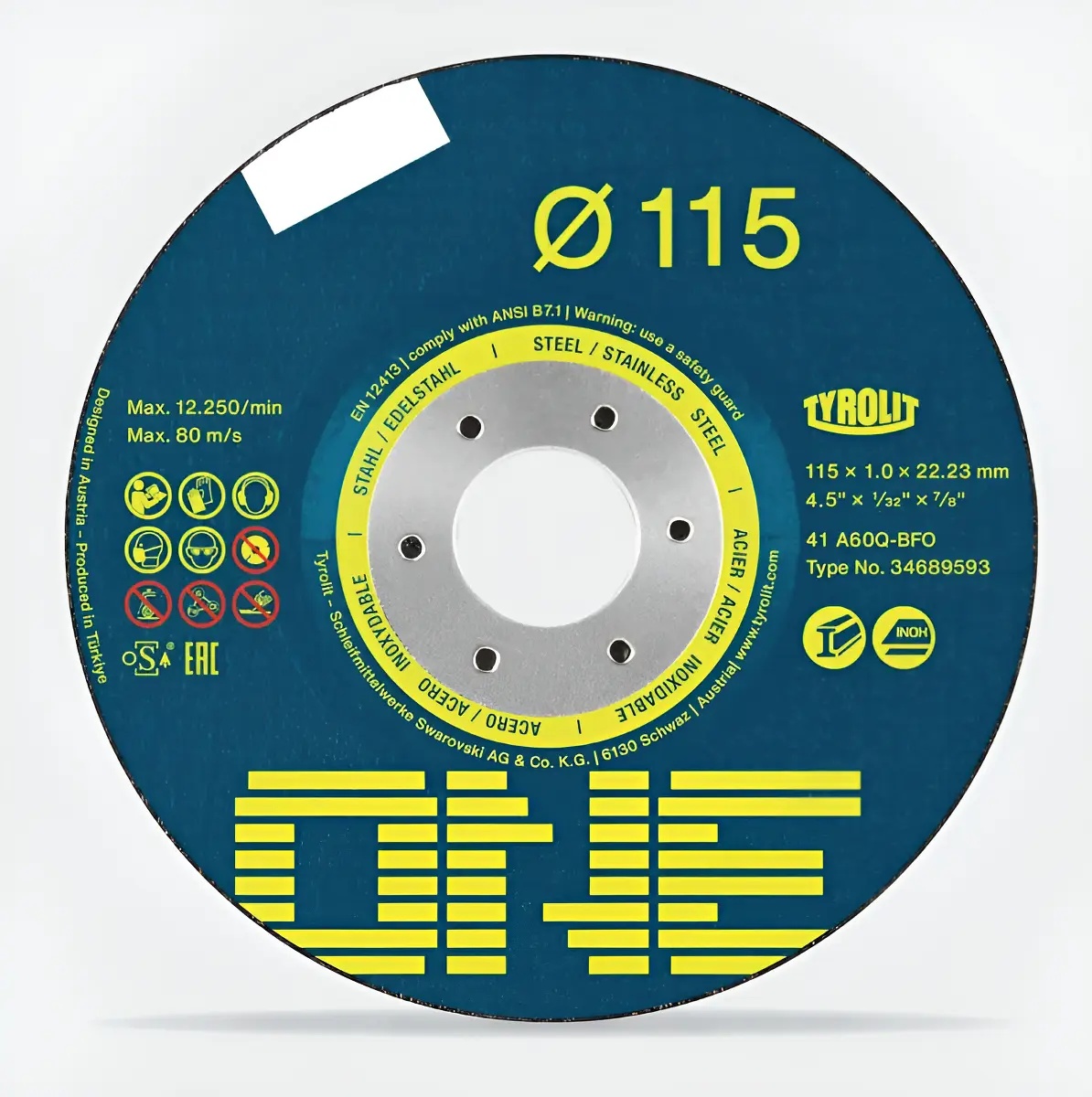 DISCO DE CORTE 115X1,0MM 4.1/2X1/32