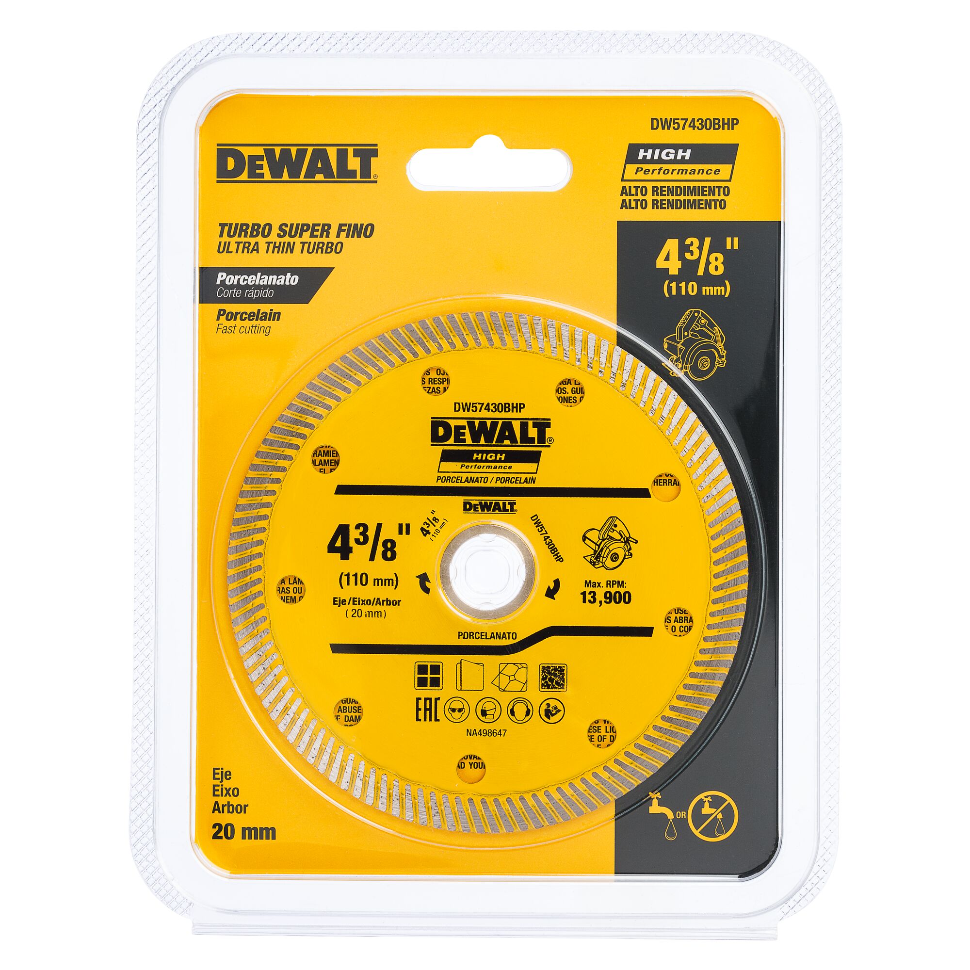 DISCO DIAMANTADO 110X20MM TURBO PORCELANATO DEWALT