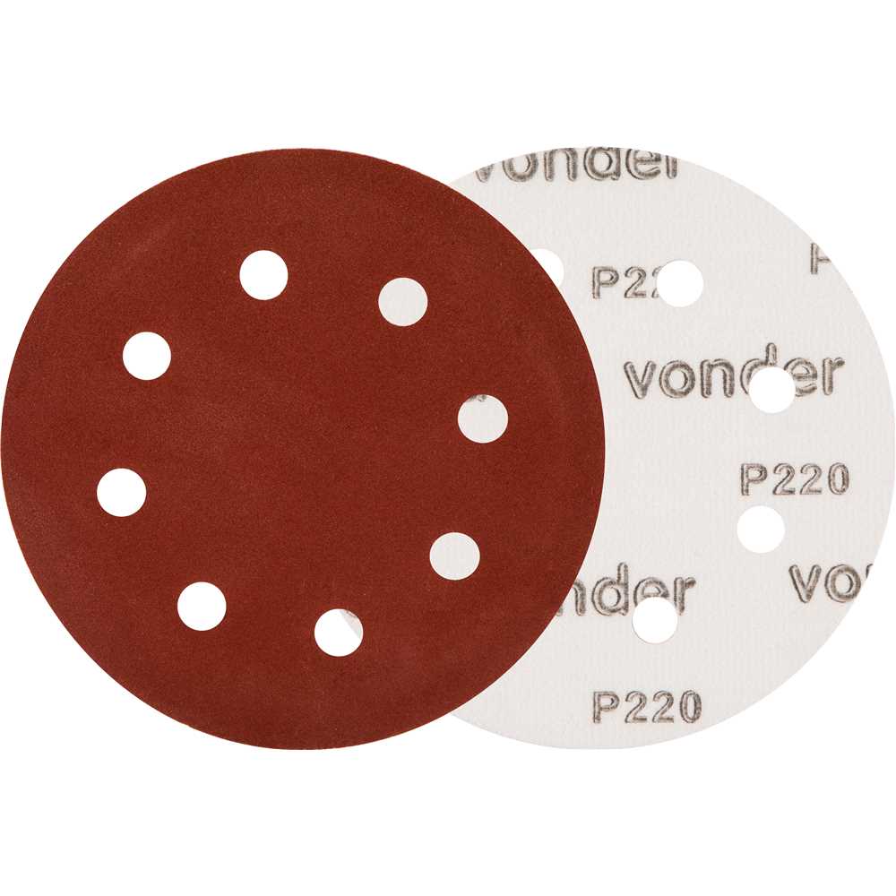 DISCO DE LIXA COM VELCRO 180MM GRÃO 220 COM 10 PEÇAS VONDER