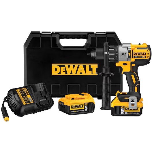 PARAFUSADEIRA E FURADEIRA DE IMPACTO A BATERIA 20V  DCD996P2T-BR COM 2 BATERIAS CARREGADOR E MALETA DEWALT