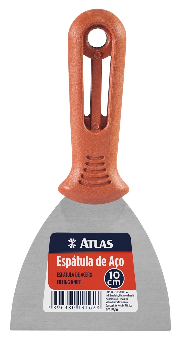 ESPÁTULA DE AÇO RÍGIDA COM CABO PLÁSTICO 10CM ATLAS