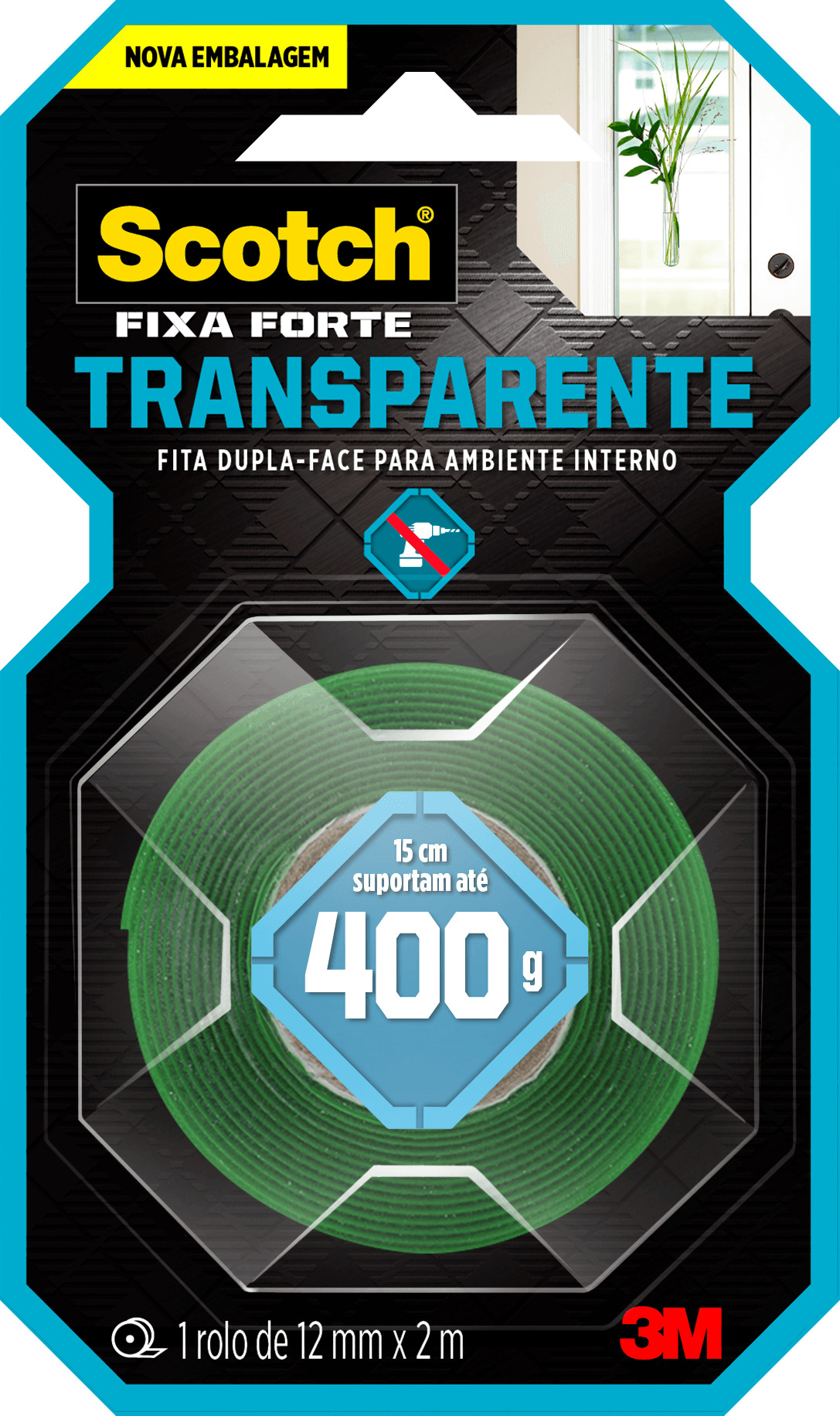FITA DUPLA FACE 12MMX2M FIXAFORTE TRANSPARENTE 3M