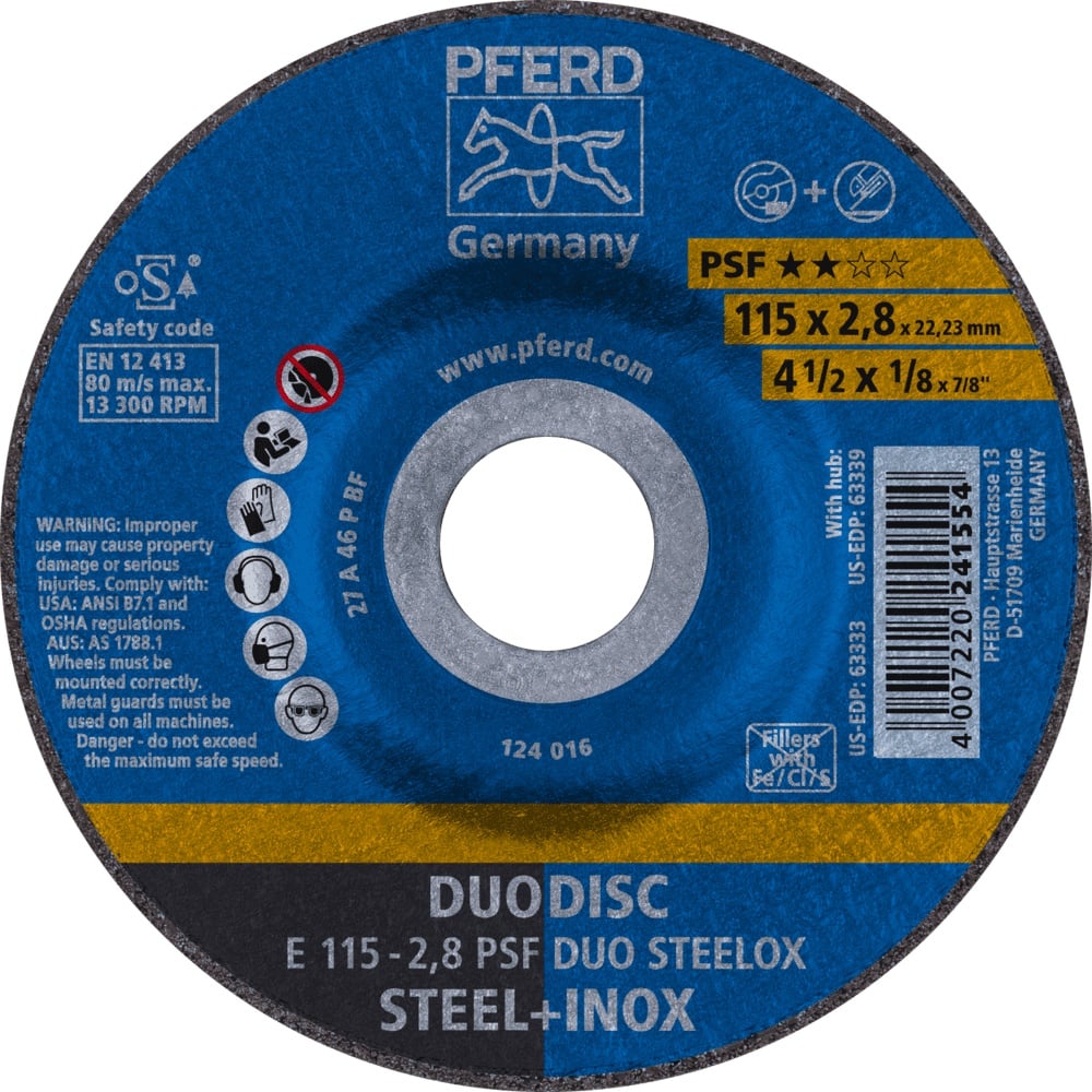 DISCO DE CORTE E DESBASTE 115X2,8MM 4.1/2X3/32