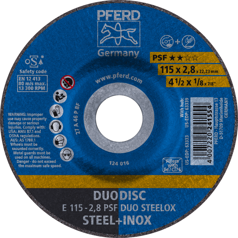 DISCO DE CORTE E DESBASTE 115X2,8MM 4.1/2X3/32