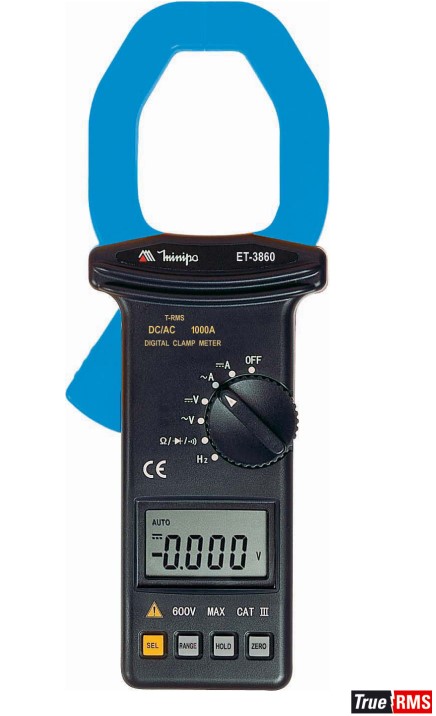 ALICATE AMPERÍMETRO DIGITAL 1000A ET3860 AC/DC MINIPA