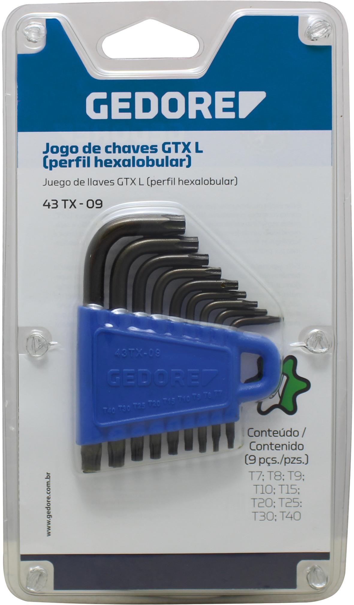 JOGO DE CHAVE TORX PLASTICA COM 15 PECAS T6-T60 43TX-15 PC GEDORE