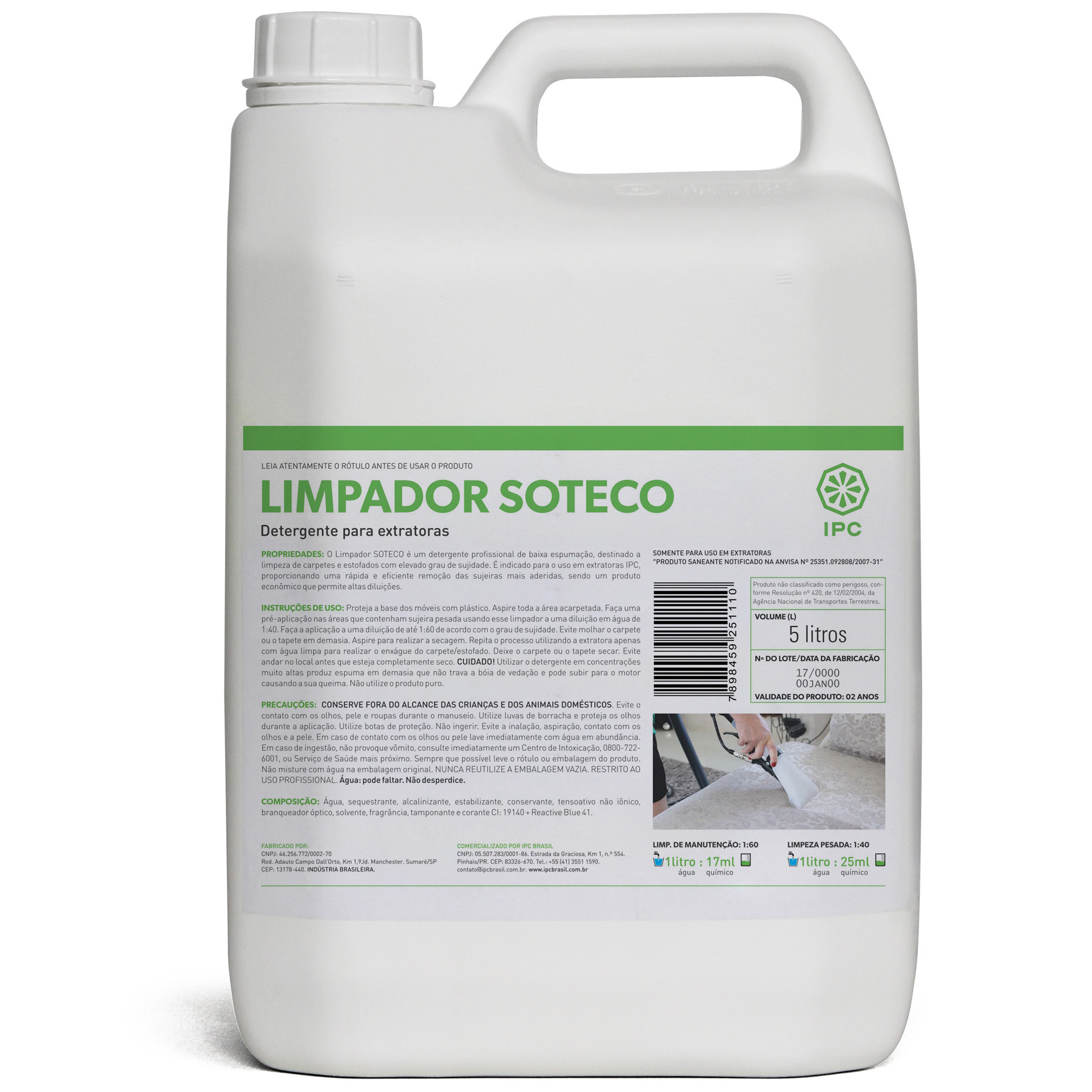 DETERGENTE LIMPADOR 5L PARA EXTRATORAS IPC