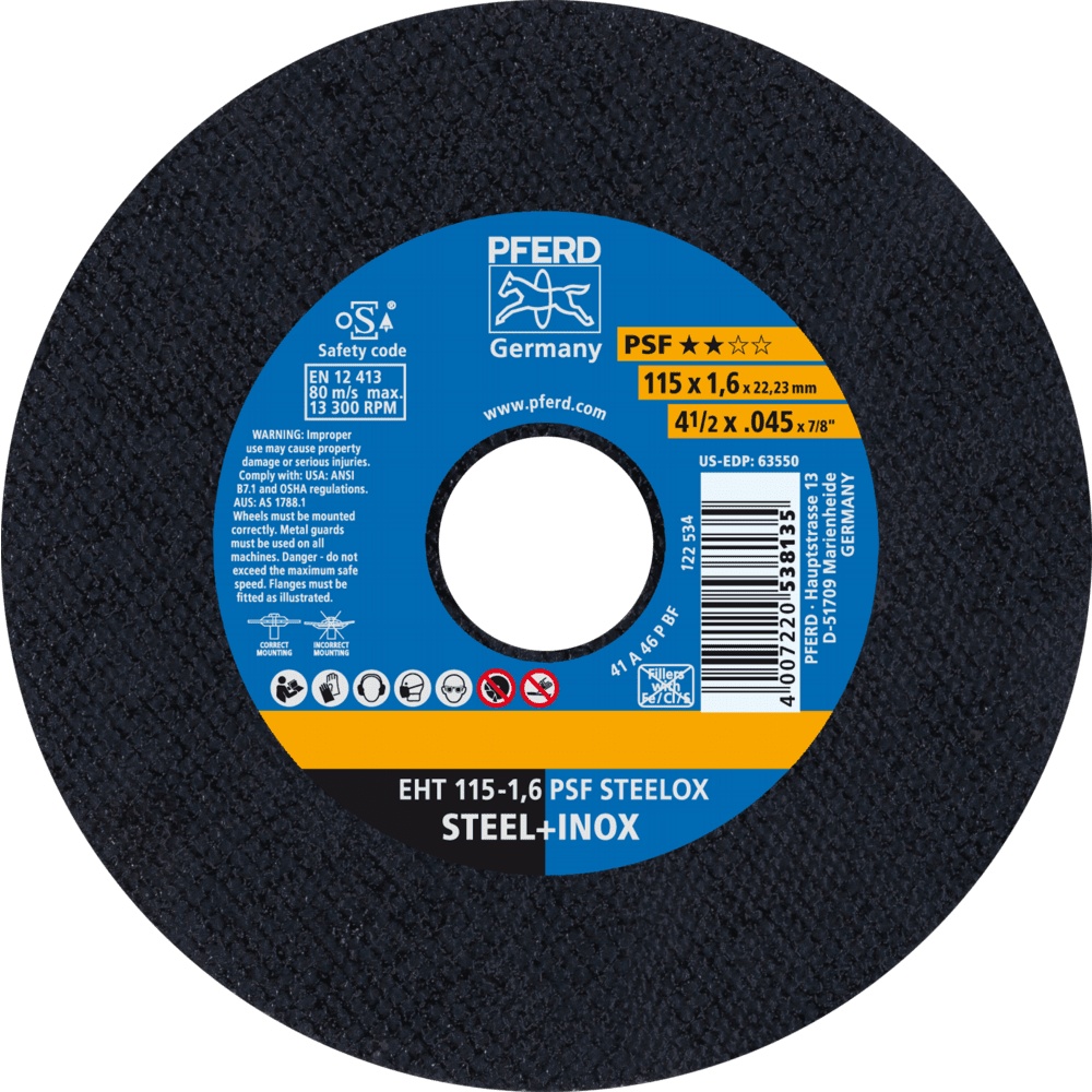 DISCO DE CORTE 115X1,6MM 4.1/2X1/16