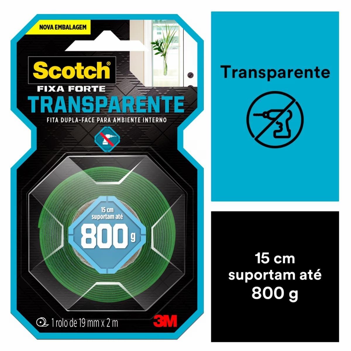 FITA DUPLA FACE 19MMX2M FIXAFORTE TRANSPARENTE 3M